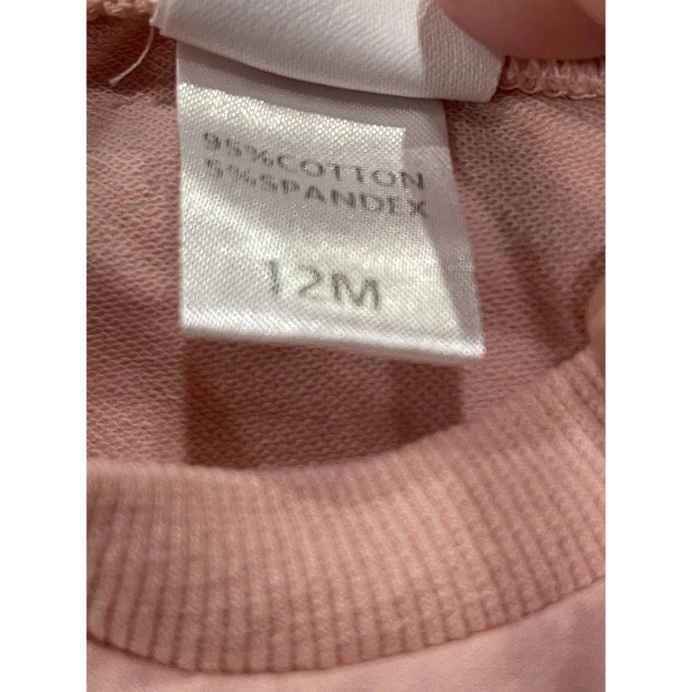 Abby And Evie Girls Pink Toddler Baby Set Sz 12 Months Crew Neck Top & Pants EUC